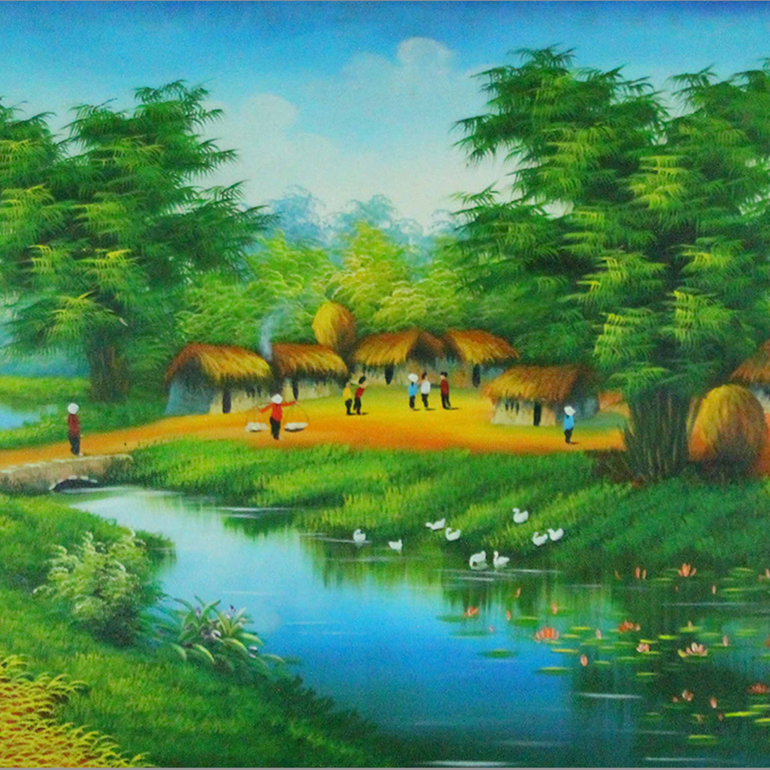 Tranh sơn dầu làng quê Việt Nam - TSD49LHAR